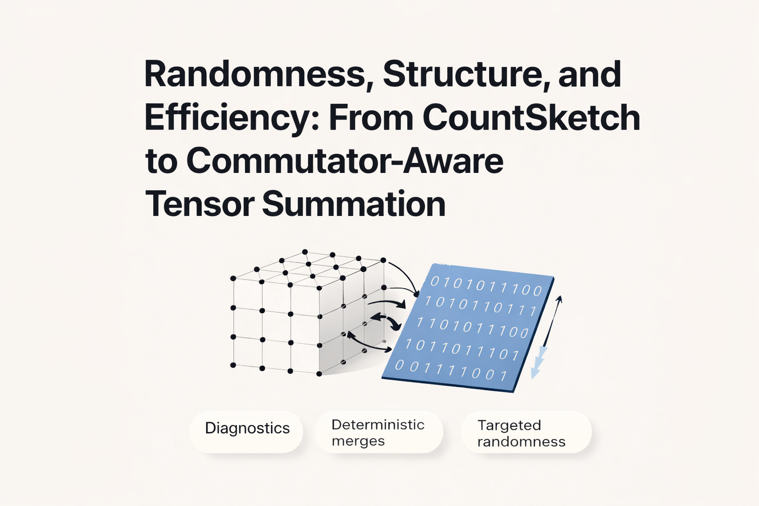Randomness, Structure, and Efficiency: From CountSketch to Commutator-Aware Tensor Summation